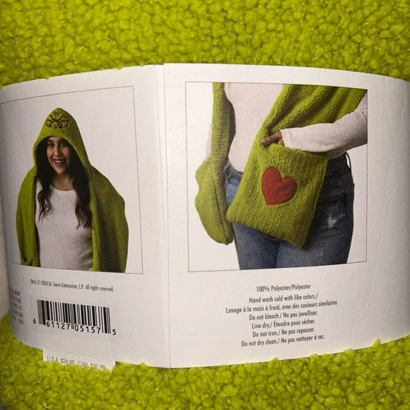 Hallmark Grinch Hooded Scarf with Pockets - Picture 5 of 5